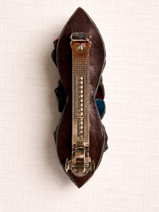 Handmade Colombian Leather Floral Barrette | Boho Multicolor Statement Clip main image 6